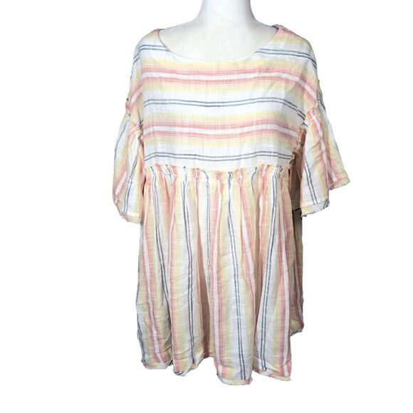 Free People Dress Womens S/P Striped Raw Hem Summer Nights Mini Babydoll New - Picture 2 of 14